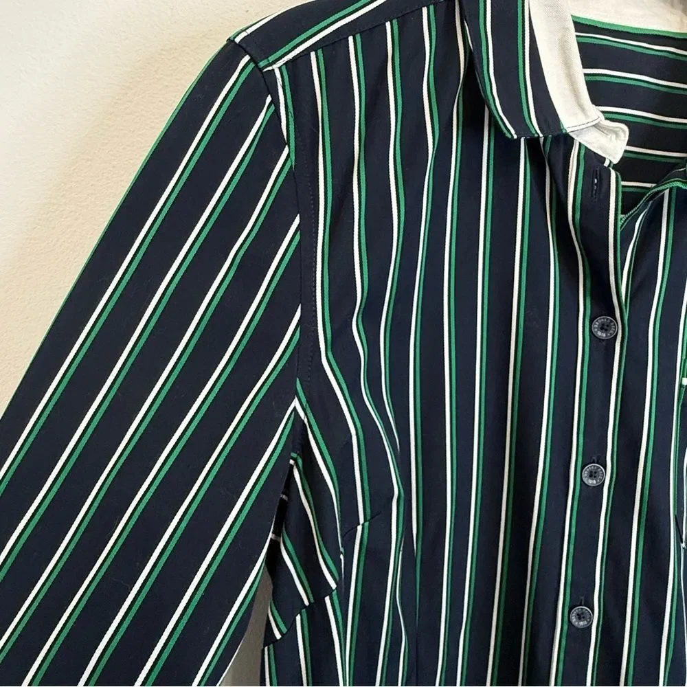 Brooks Brothers Blue Stripe Shirt Dress Preppy Button Down Cotton Women’s Size 2